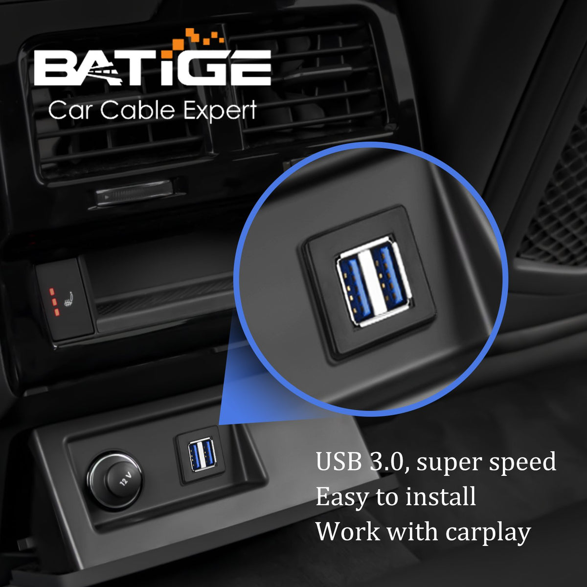 BATIGE 2 Pack Alloy USB 3.0 AUX DC3.5mm Port Car Mount Flush Cable for Car Boat Motorcycle Dash Panel with LED Indicator - 3ft　並行輸入品 BATIGE 2 Pack Alloy Single Port USB 3.0 Dashboard Port Car Mount