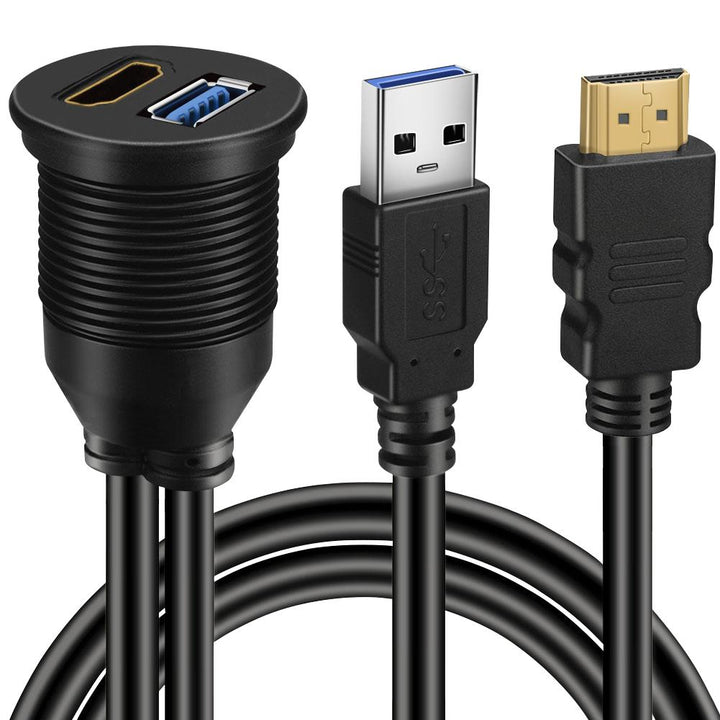 BATIGE USB 3.0 & HDMI to HDMI + USB3.0 Car Mount Flush Cable 3ft