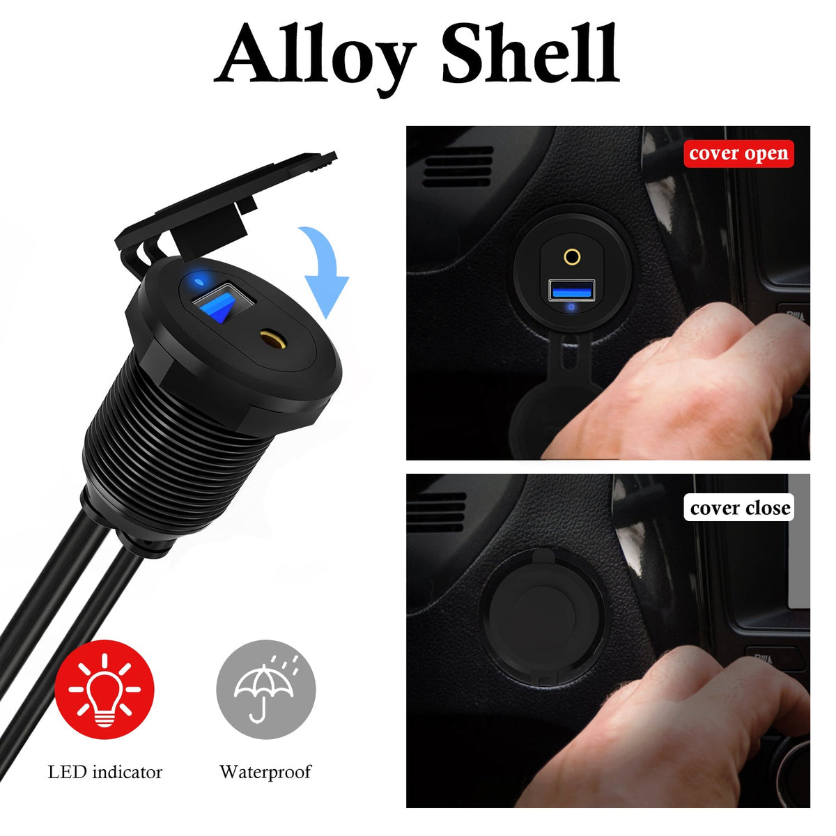 BATIGE 5pk USB 3.0 Car Mount Flush Cable, Waterproof Ext For Car/Boat - View #4