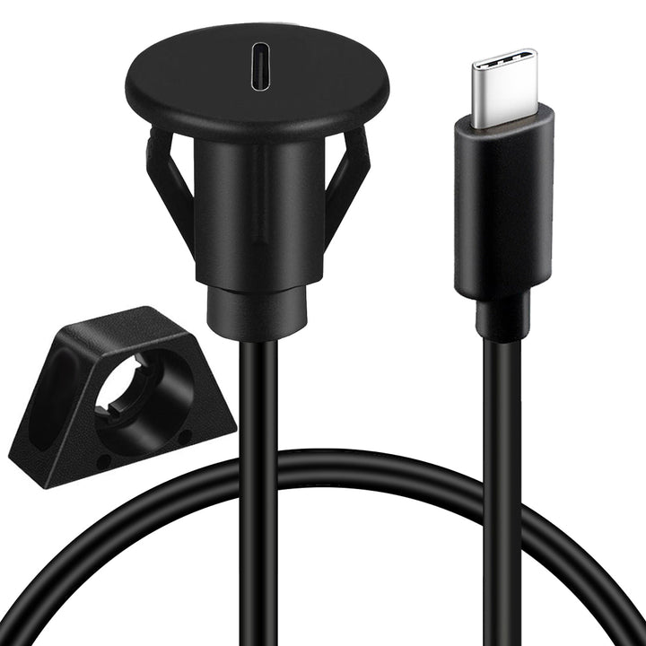 BATIGE 3/4" Round Hole Small Type C 3.0, Flush Mount Panel Cable USB C 3.0, 1 Foot