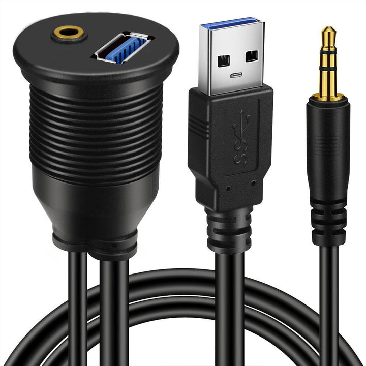 BATIGE USB 3.0 & 3.5mm Car Mount Flush Cable 6ft